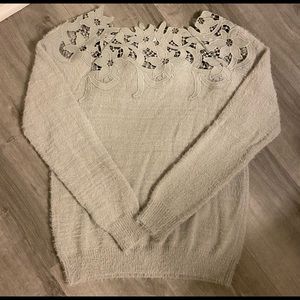Vici boutique Lace gray sweater s/m - En Crème brand